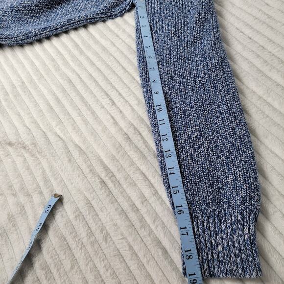 Lands’ End Men’s Drifter Sweater Blue Marled Cotton Knit Crewneck M Preppy - Picture 4 of 9